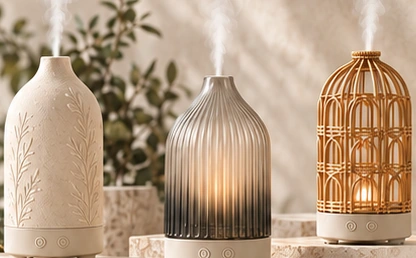 Ceramic, glass and rattan ultrasonic aroma diffusers